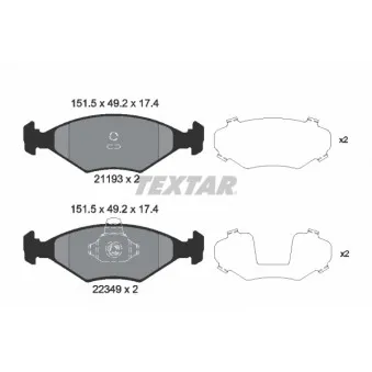 Jeu de 4 plaquettes de frein avant TEXTAR 2119303