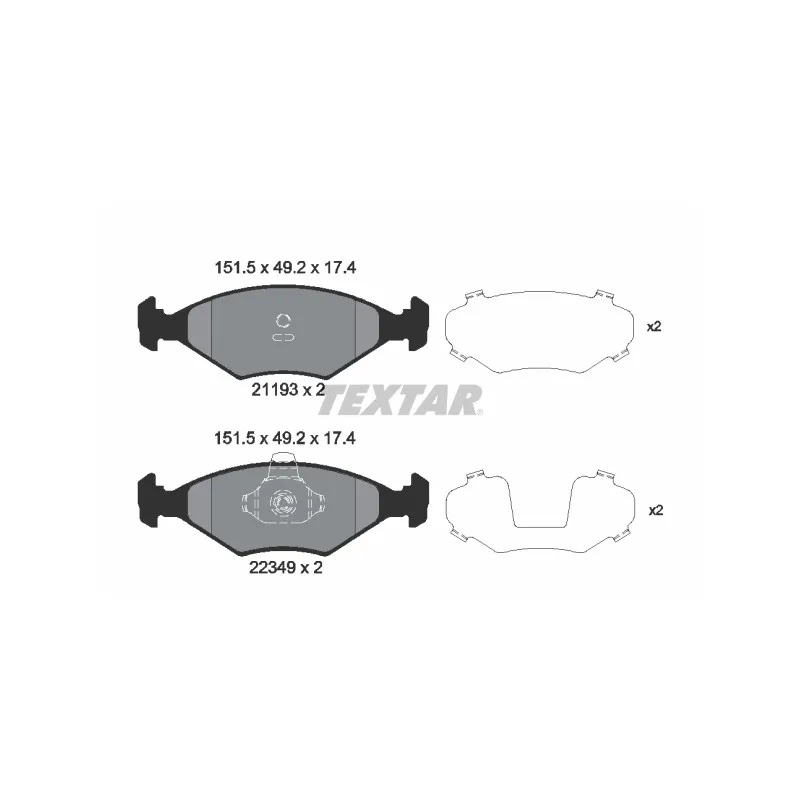 Jeu de 4 plaquettes de frein avant TEXTAR 2119303