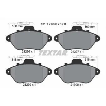 Jeu de 4 plaquettes de frein avant TEXTAR 2129603