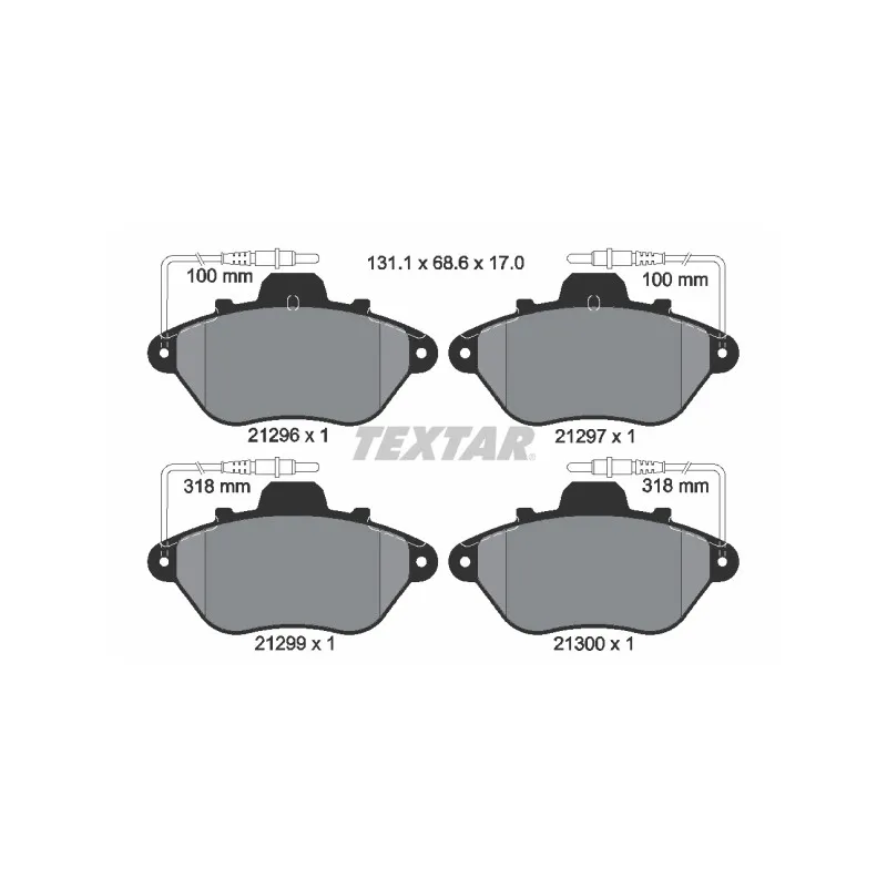 Jeu de 4 plaquettes de frein avant TEXTAR 2129603