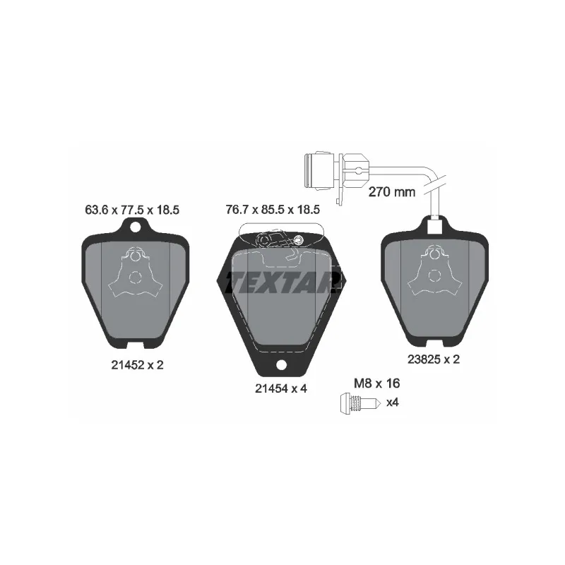 Jeu de 4 plaquettes de frein avant TEXTAR 2145201