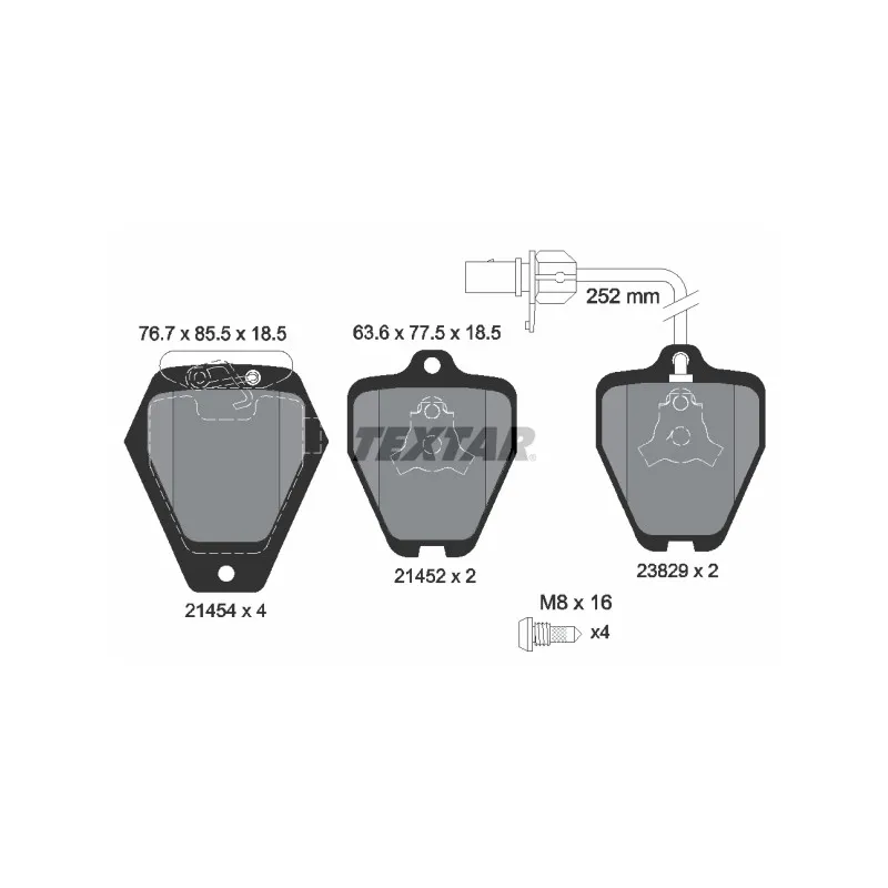 Jeu de 4 plaquettes de frein avant TEXTAR 2145401