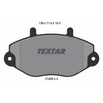 Jeu de 4 plaquettes de frein avant TEXTAR 2146901