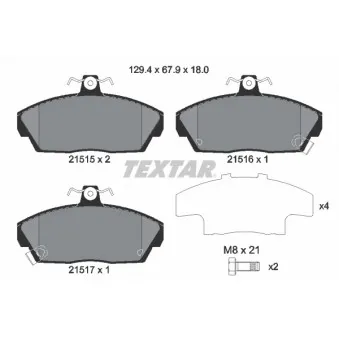 Jeu de 4 plaquettes de frein avant TEXTAR 2151503