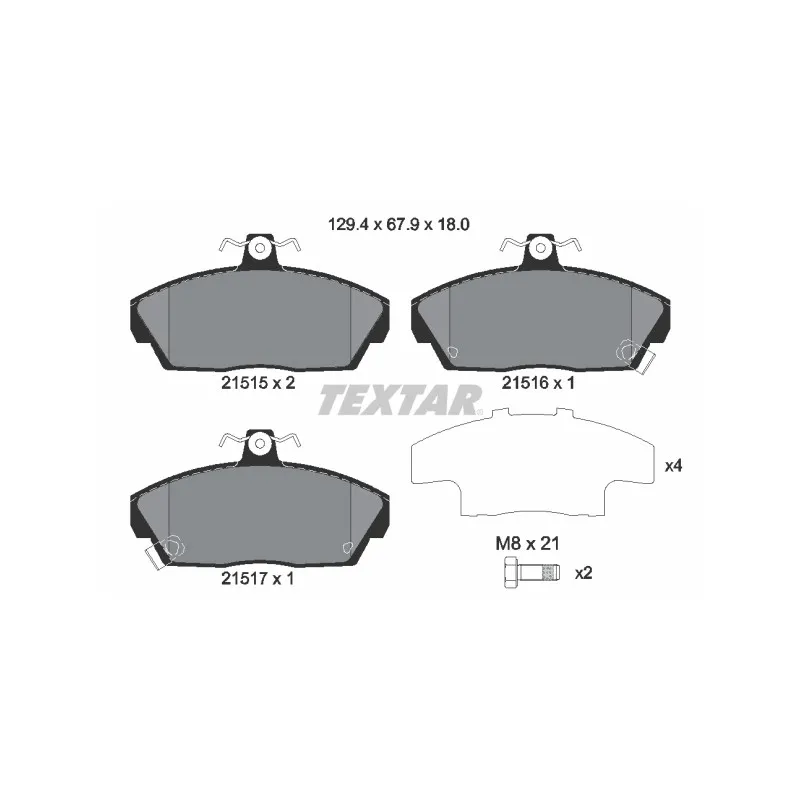 Jeu de 4 plaquettes de frein avant TEXTAR 2151503
