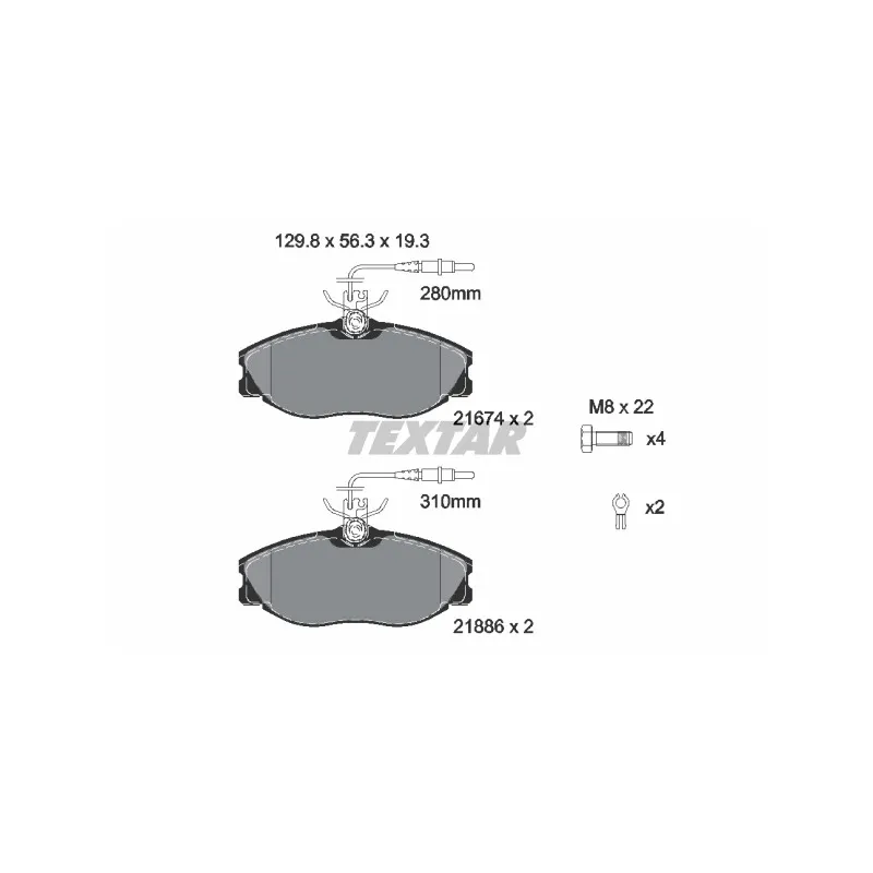 Jeu de 4 plaquettes de frein avant TEXTAR 2167403