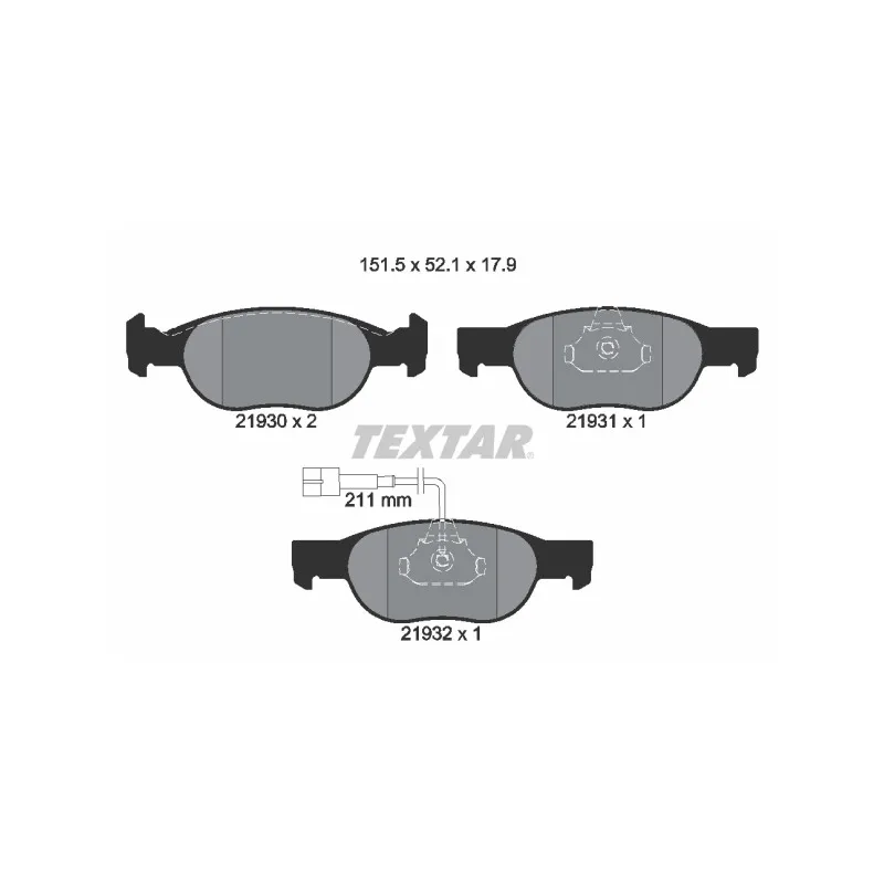 Jeu de 4 plaquettes de frein avant TEXTAR 2193002