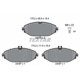 Jeu de 4 plaquettes de frein avant TEXTAR 2207601