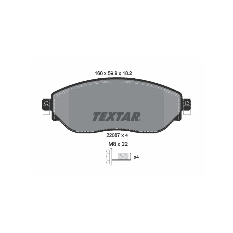 Jeu de 4 plaquettes de frein avant TEXTAR 2208701