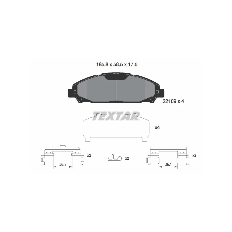 Jeu de 4 plaquettes de frein avant TEXTAR 2210901