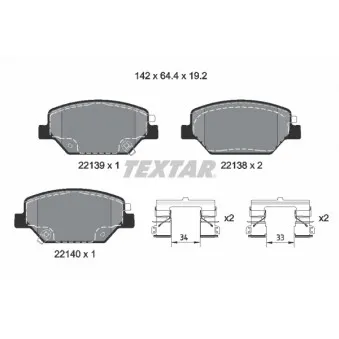 Jeu de 4 plaquettes de frein avant TEXTAR 2213901