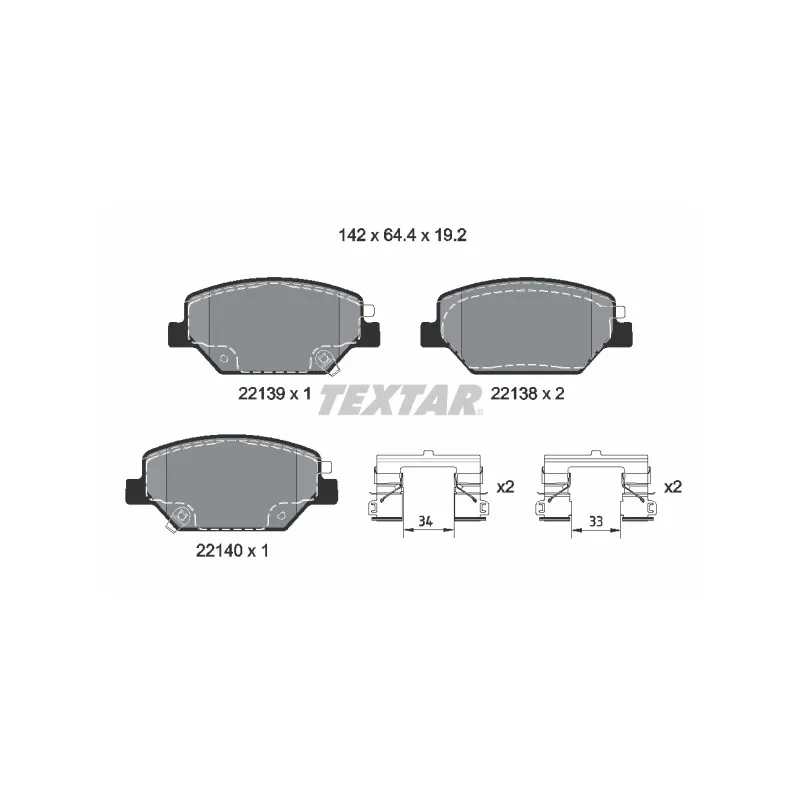 Jeu de 4 plaquettes de frein avant TEXTAR 2213901