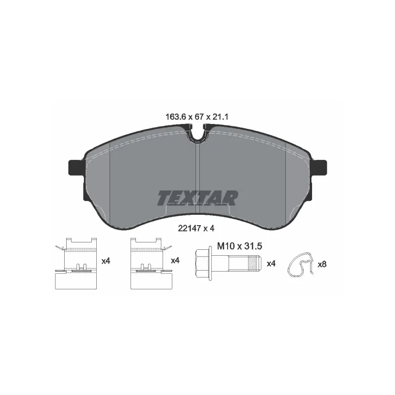 Jeu de 4 plaquettes de frein avant TEXTAR 2214701