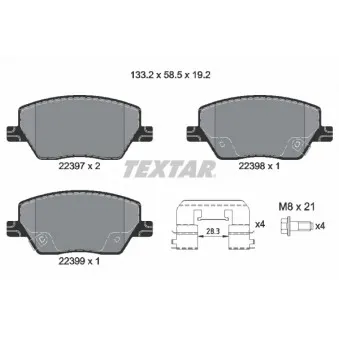 Jeu de 4 plaquettes de frein avant TEXTAR 2239701
