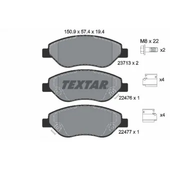 Jeu de 4 plaquettes de frein avant TEXTAR 2247601