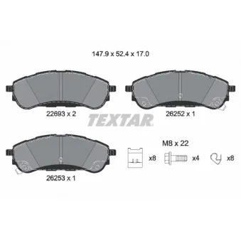 Jeu de 4 plaquettes de frein arrière TEXTAR 2269301