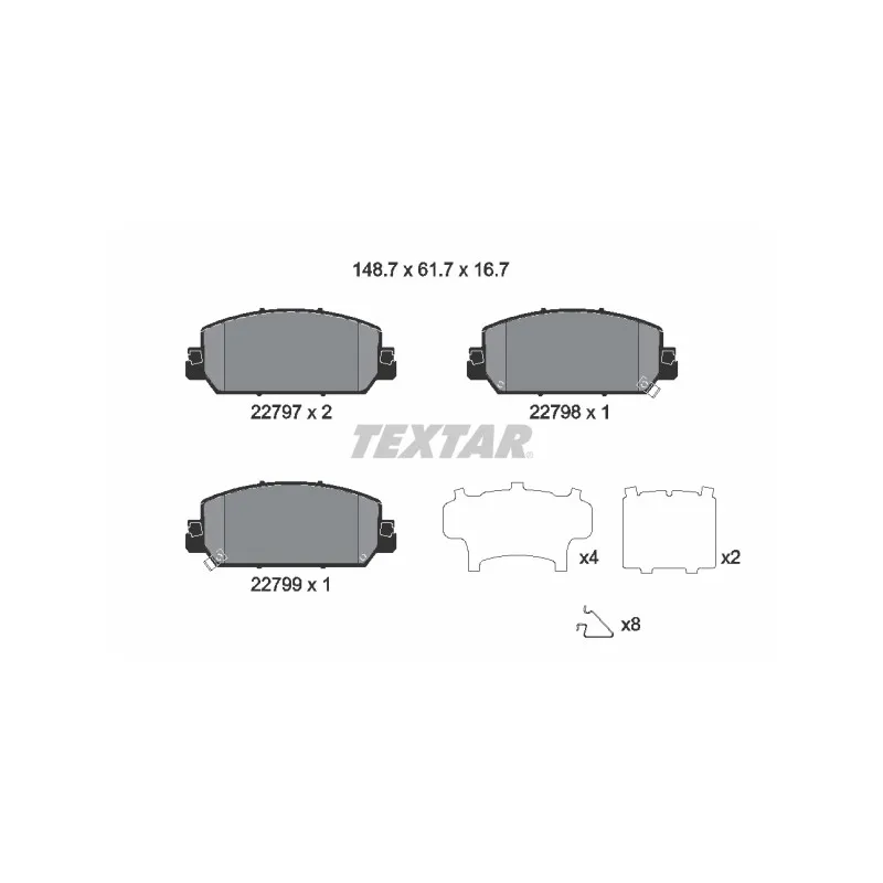 Jeu de 4 plaquettes de frein avant TEXTAR 2279701