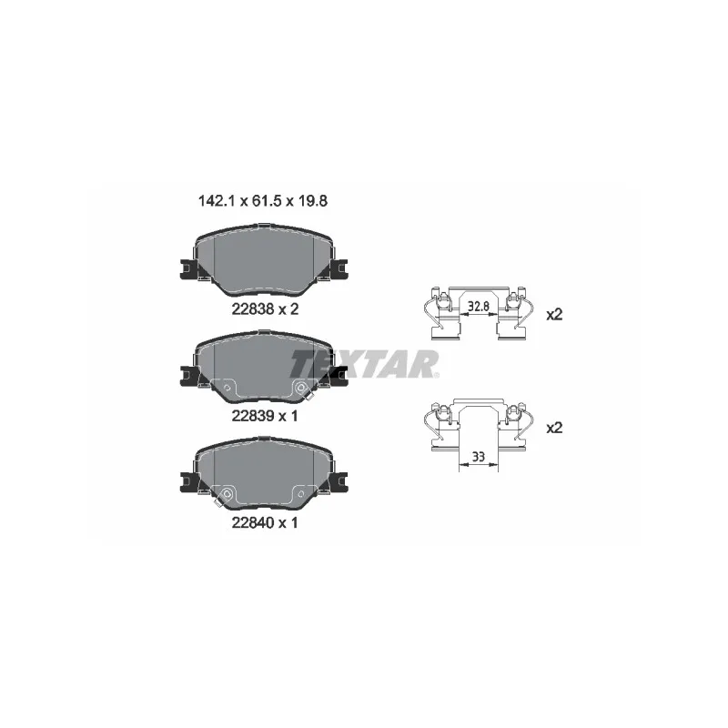 Jeu de 4 plaquettes de frein avant TEXTAR 2283801