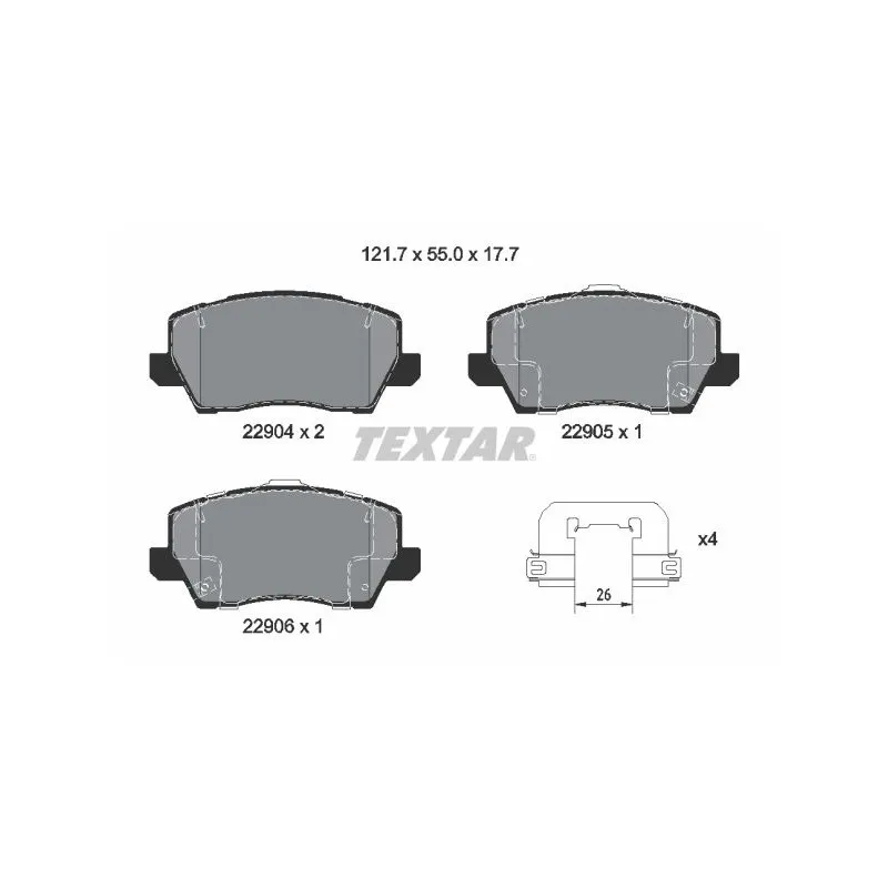 Jeu de 4 plaquettes de frein avant TEXTAR 2290401