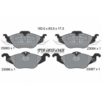 Jeu de 4 plaquettes de frein avant TEXTAR 2306302