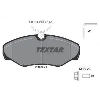 Jeu de 4 plaquettes de frein avant TEXTAR 2309902
