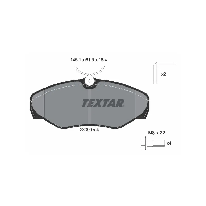 Jeu de 4 plaquettes de frein avant TEXTAR 2309902