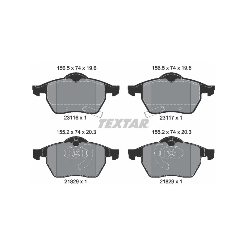 Jeu de 4 plaquettes de frein avant TEXTAR 2311602