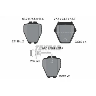 Jeu de 4 plaquettes de frein avant TEXTAR 2311901