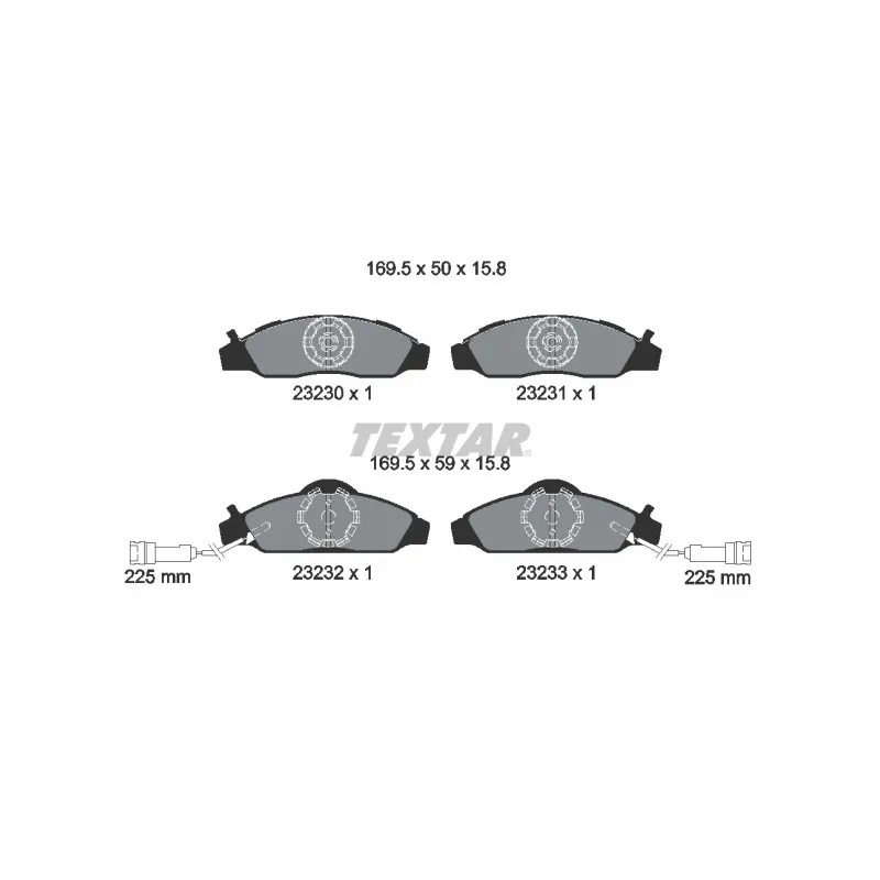 Jeu de 4 plaquettes de frein avant TEXTAR 2323001