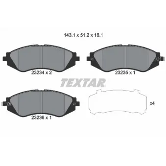 Jeu de 4 plaquettes de frein avant TEXTAR 2323401