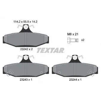 Jeu de 4 plaquettes de frein arrière TEXTAR 2324201