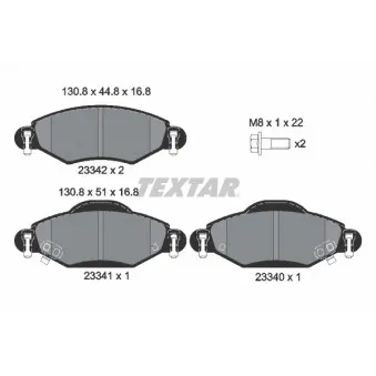 Jeu de 4 plaquettes de frein avant TEXTAR 2334001