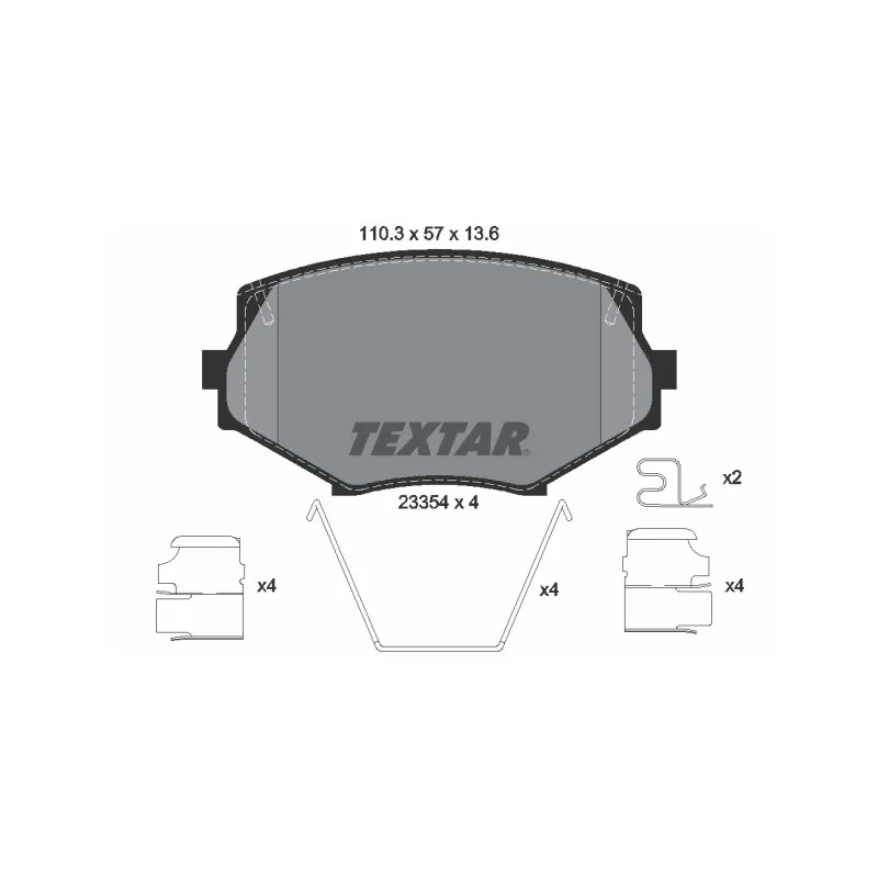 Jeu de 4 plaquettes de frein avant TEXTAR 2335404