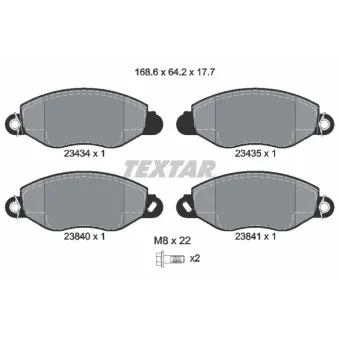 Jeu de 4 plaquettes de frein avant TEXTAR 2343401