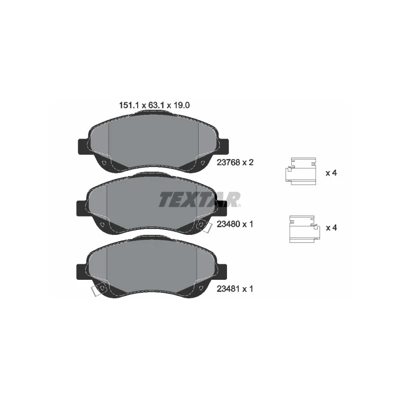 Jeu de 4 plaquettes de frein avant TEXTAR 2376802