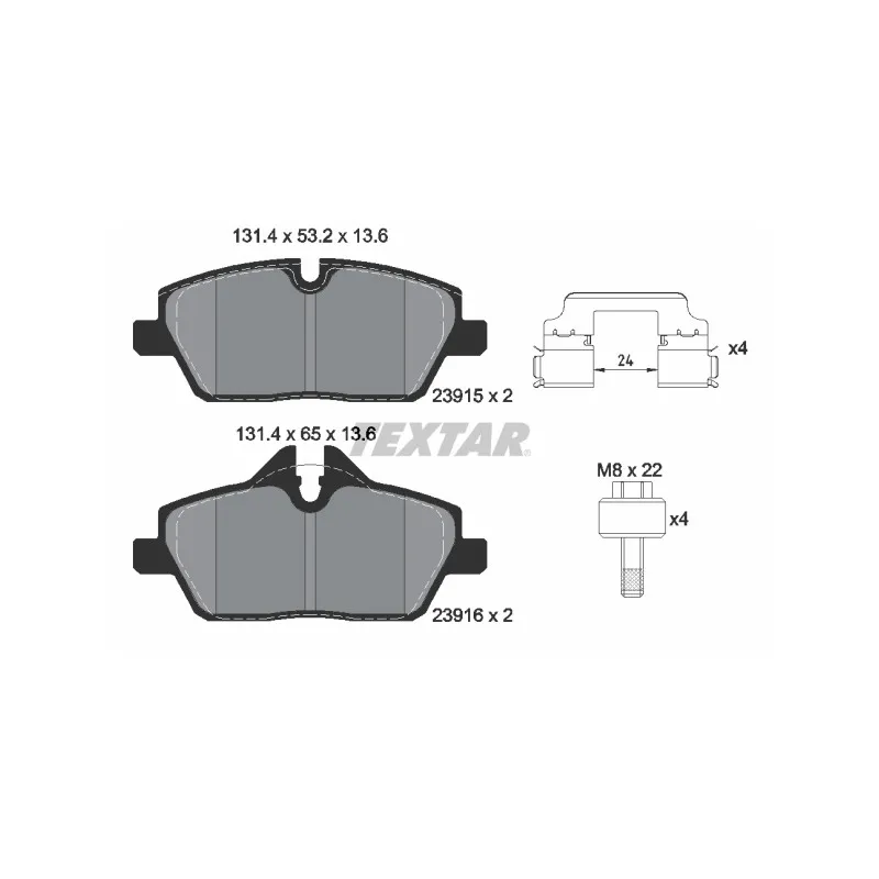 Jeu de 4 plaquettes de frein avant TEXTAR 2391508
