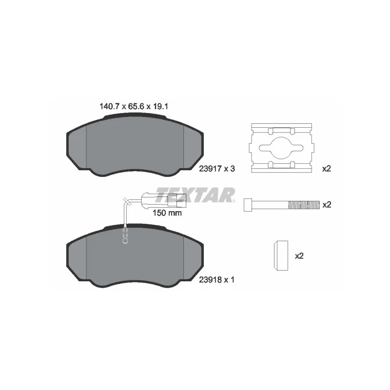 Jeu de 4 plaquettes de frein avant TEXTAR 2391701