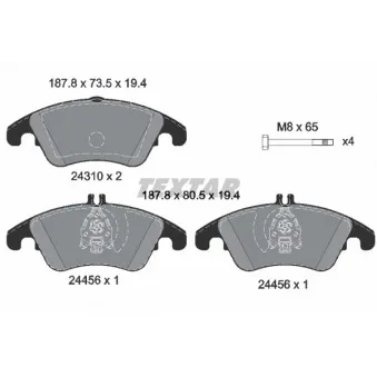 Jeu de 4 plaquettes de frein avant TEXTAR 2431081