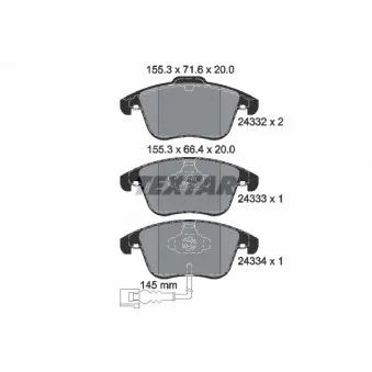 Jeu de 4 plaquettes de frein avant TEXTAR 2433301