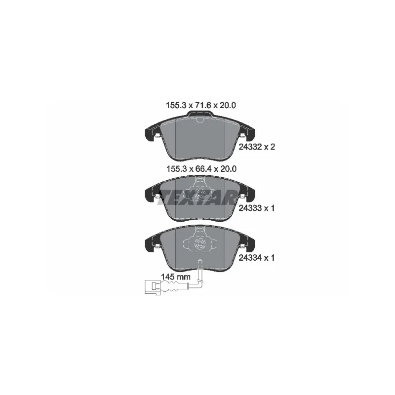 Jeu de 4 plaquettes de frein avant TEXTAR 2433301