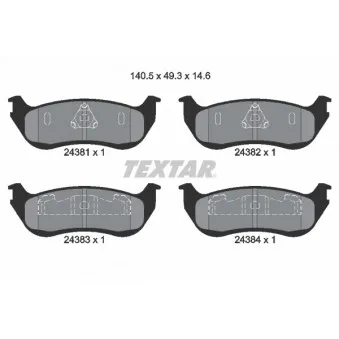 Jeu de 4 plaquettes de frein arrière TEXTAR 2438101