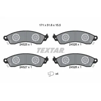 Jeu de 4 plaquettes de frein avant TEXTAR 2452501