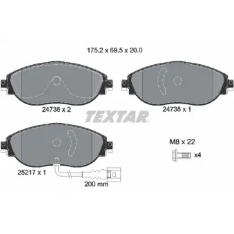 Jeu de 4 plaquettes de frein avant TEXTAR 2473801