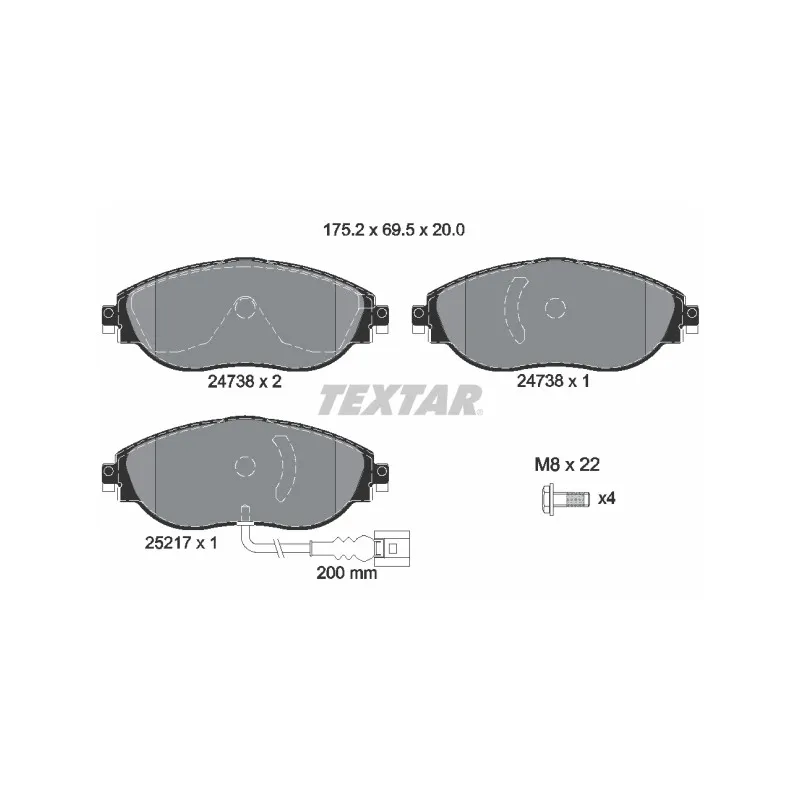 Jeu de 4 plaquettes de frein avant TEXTAR 2473801