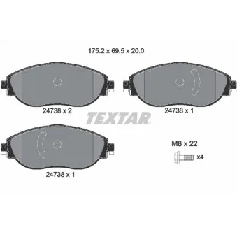 Jeu de 4 plaquettes de frein avant TEXTAR 2473806