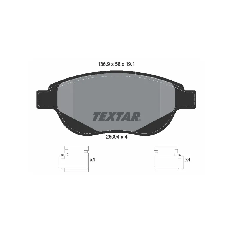 Jeu de 4 plaquettes de frein avant TEXTAR 2509401