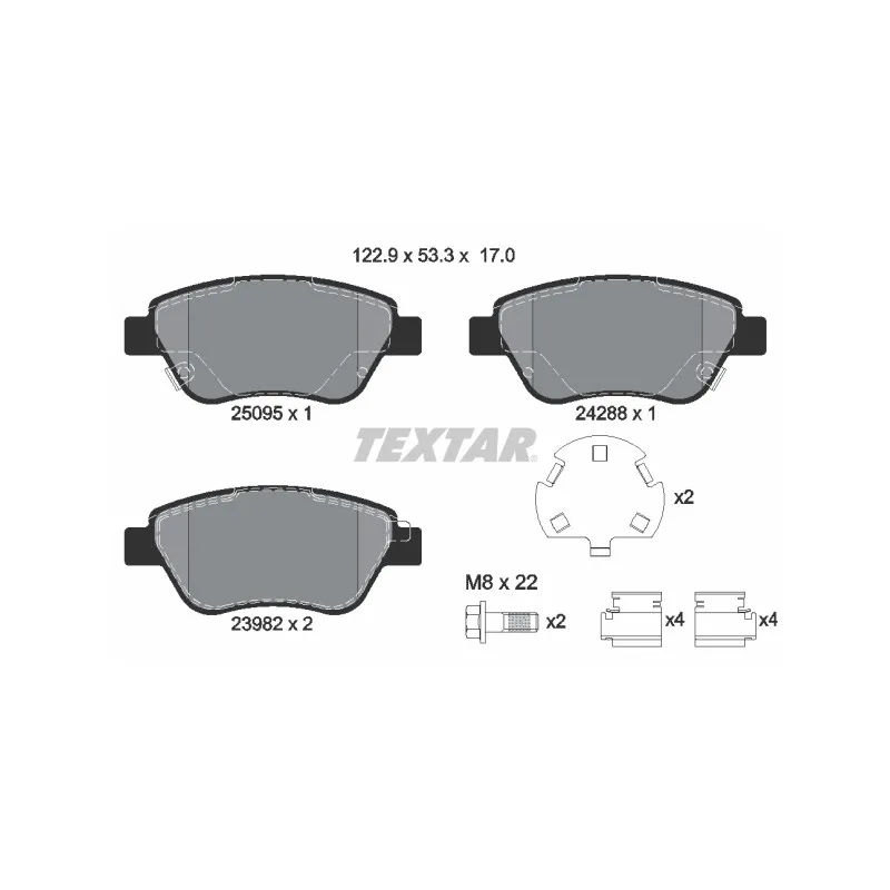 Jeu de 4 plaquettes de frein avant TEXTAR 2509501
