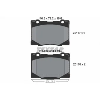 Jeu de 4 plaquettes de frein avant TEXTAR 2511701
