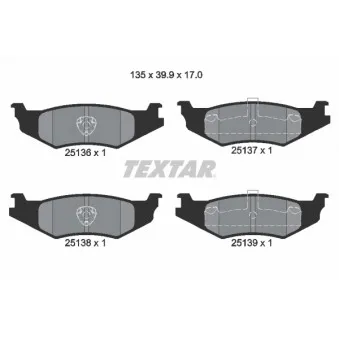 Jeu de 4 plaquettes de frein arrière TEXTAR 2513601