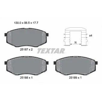 Jeu de 4 plaquettes de frein avant TEXTAR 2518704